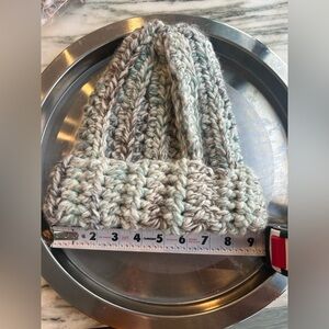Chunky Knit Beanie in Gray and Cream